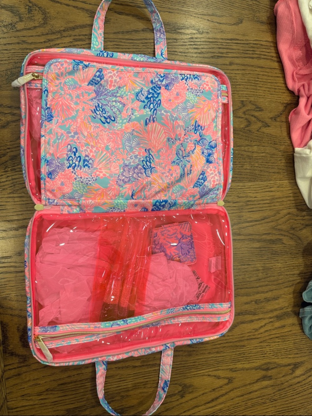 Lilly Pulitzer Pink, Aqua & Purple Floral Cosmetic Pouch - Picture 5 of 8